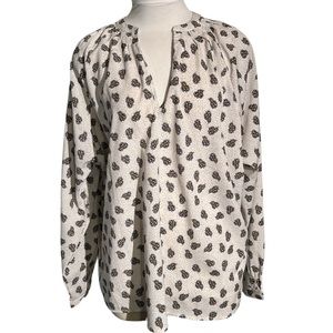 Bishop and Young Patterned Long Sleeve Peasant Style Blouse Size Medium